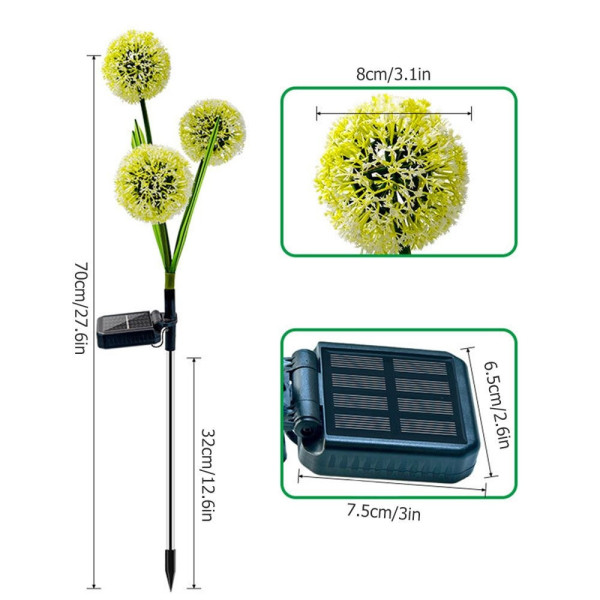 Садова LED-лампа Кульбаба Dandelion на сонячній батареї декоративний світильник для саду IP66