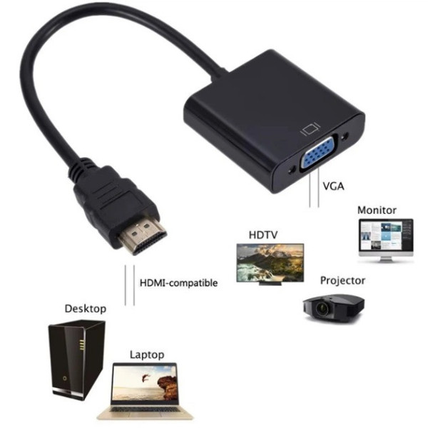 Конвертер HDMI на VGA и AV с аудиовыходом переходник для подключения монитора и проектора черный