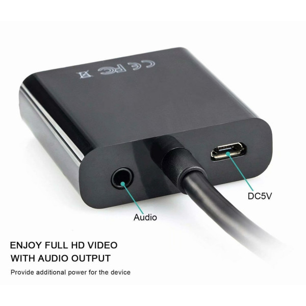 Конвертер HDMI на VGA и AV с аудиовыходом переходник для подключения монитора и проектора черный