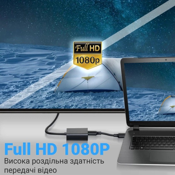 Адаптер DVI на VGA Addap DVI2VGA-01 видео конвертер для монитора и проектора с поддержкой Full HD 1080p