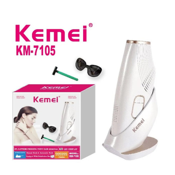 Фотоэпилятор Kemei KM-7105 домашний эпилятор с охлаждением кожи LED дисплеем и 5 уровнями интенсивности работы