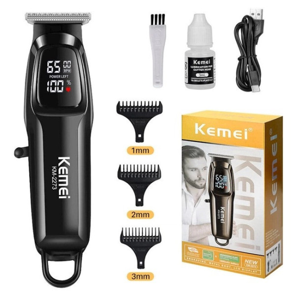 Машинка для стрижки Kemei KM-2273 триммер для волос и бороды с аккумулятором USB Type-C и автономной работой 180 мин