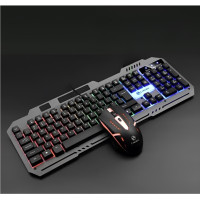 Комплект клавиатура с мышью T25 игровой USB RGB проводной подсветка металлическое основание смартфон подставка черный