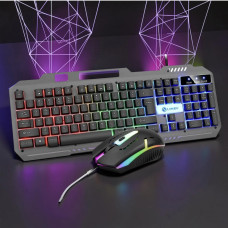 Комплект T750 клавіатура миша USB RGB ігровий дротовий підсвітка мультимедійні клавіші чорний набір