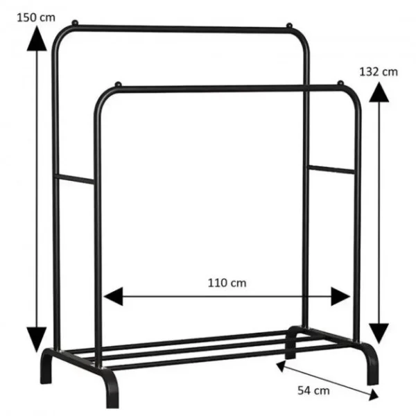 Подвійна вішалка стійка 110х54см, до 30 кг Double floor Hanger / Стійка для підлоги для одягу з полицею для взуття