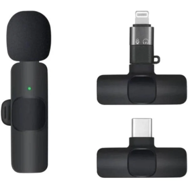 Мікрофон петличний бездротовий з адаптером Lightning Type-C K9 Wireless Lavalier