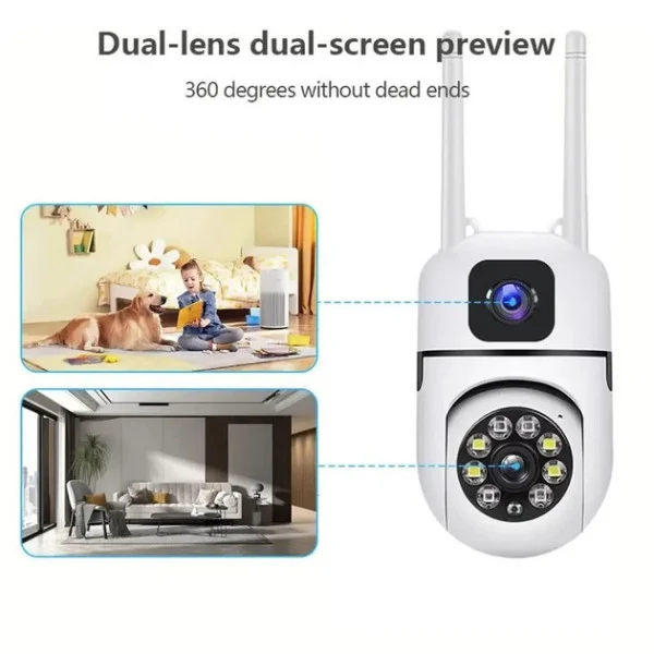 Вулична поворотна Wi-Fi камера відеоспостереження з двома об'єктивами Dual Lens E10 4K 8MP, нічне бачення