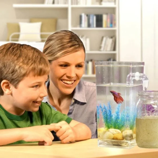 Самоочищающийся мини аквариум My Fun Fish SS-78 с LED подсветкой, 2 литра, с растением и камешками