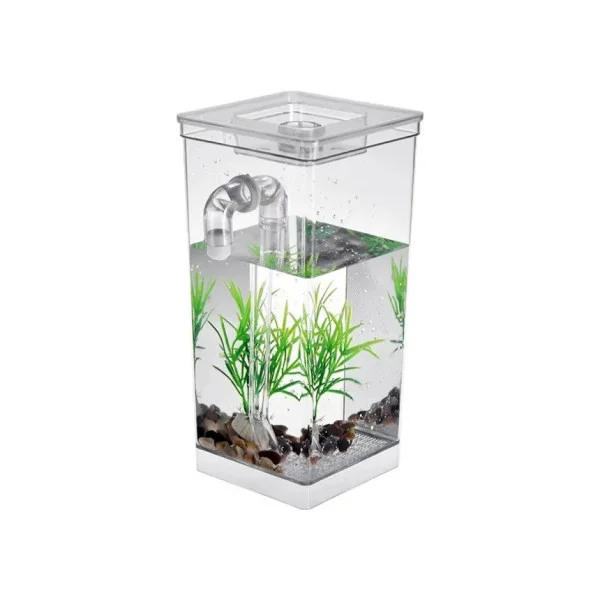 Самоочищающийся мини аквариум My Fun Fish SS-78 с LED подсветкой, 2 литра, с растением и камешками